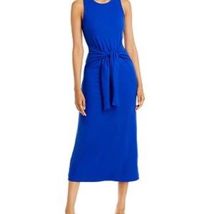 AQUA - rib knit blue midi tie front dress - XL